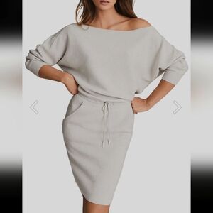 Reiss Amara Off-The-Shoulder Knitted Dress